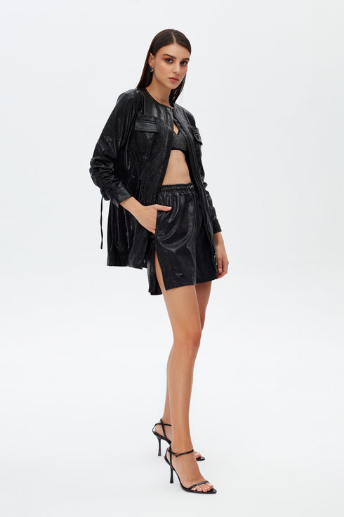 Medusa zipper detailed short